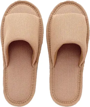 1 Pairs Open Toe Eco-Friendly Slippers Spa Slippers Unisex Hotel Slippers for Women and Men，Non-Disposable Guest Slippers (Color : Light Brown, Size : 29cm/11.4inches)