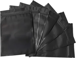 100 Pack Mylar Bags 6.3 x 9.4 Inches Resealable Smell Proof Bags for Storage Foil Pouch Bags Matte Black