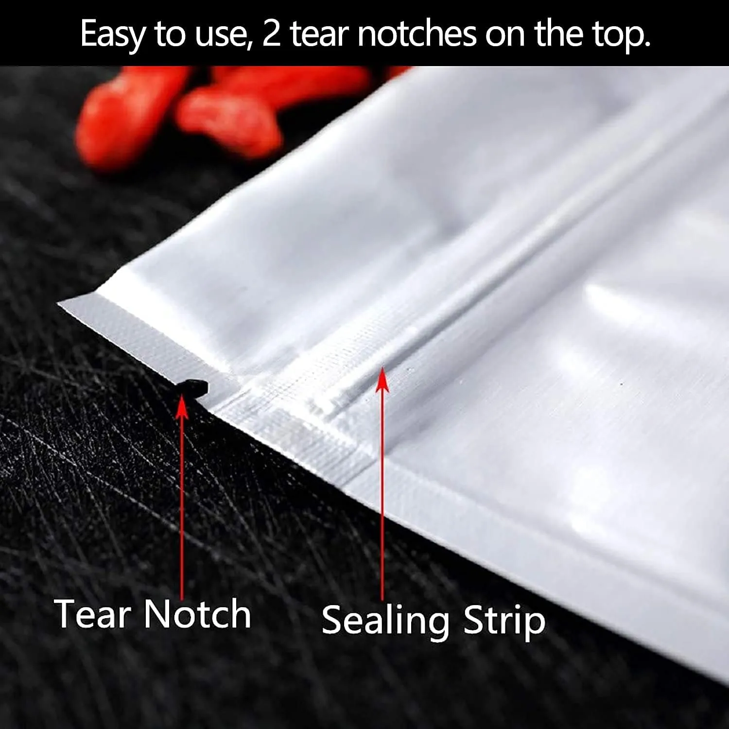 100 Pack Mylar Bags for Food Storage 5.5 x 7.9 Inch Smell Proof Bags Resealable Aluminum Foil Packaging Pouch Bag Silver