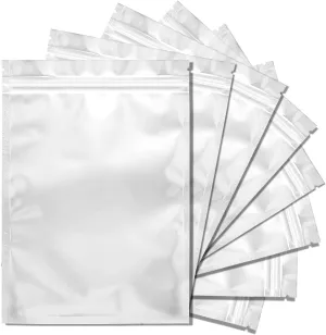 100 Pack Mylar Bags for Food Storage 5.5 x 7.9 Inch Smell Proof Bags Resealable Aluminum Foil Packaging Pouch Bag Silver