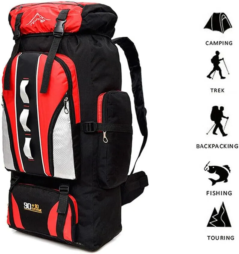 100L Camping Hiking Backpack, Large Military Tactical Backpack Waterproof Travel Daypack Survival Rucksack Bushcraft Backpack Lightweight Outdoor Camping Bag, Black-2