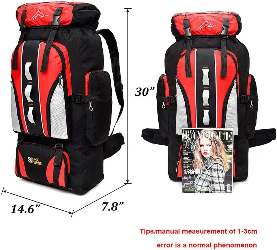 100L Camping Hiking Backpack, Large Military Tactical Backpack Waterproof Travel Daypack Survival Rucksack Bushcraft Backpack Lightweight Outdoor Camping Bag, Black-2