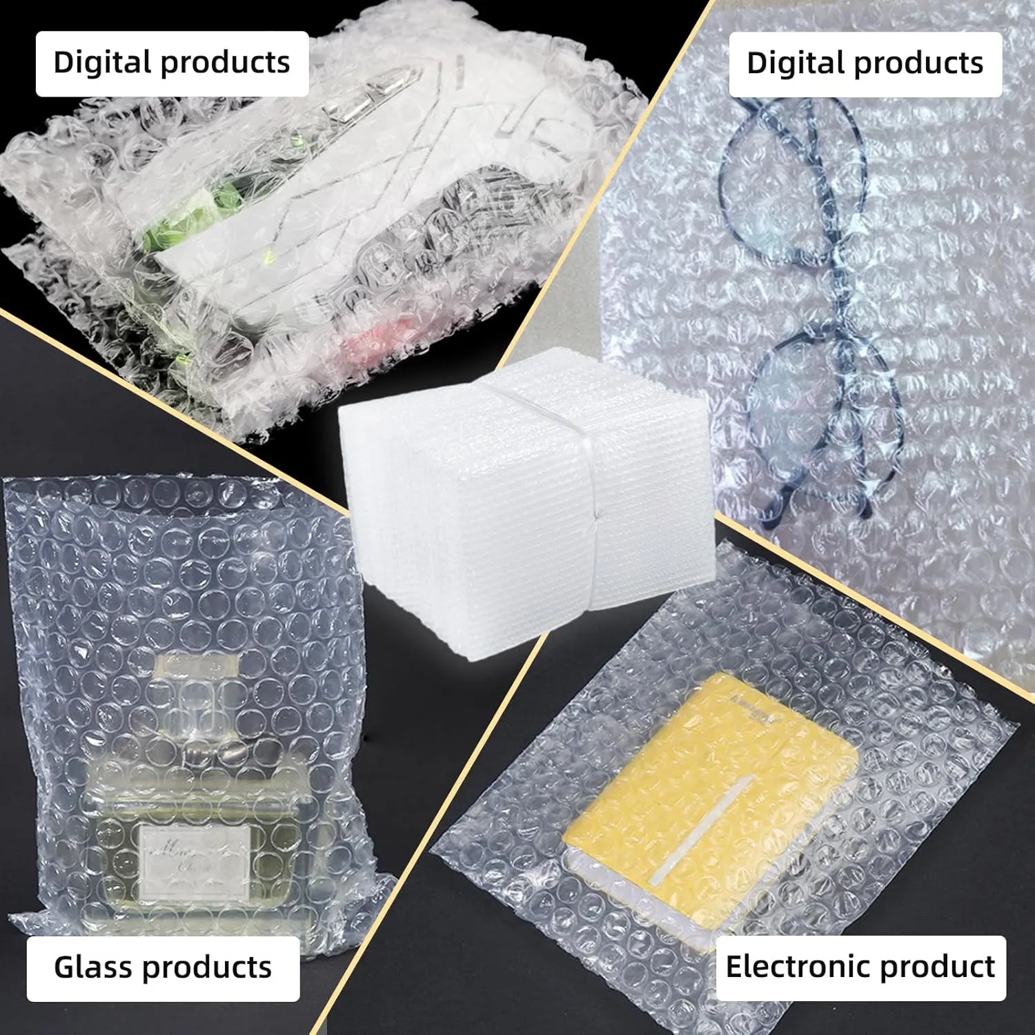 100pcs Bubble Pouches Wrap, 6'' x10'' Clear Bubble Pouch Bags for Fragile, Double Walled Moving Supplies Bubble Out Bags for Storage Wrapping, Dishes China Plates, Shipping and Packing
