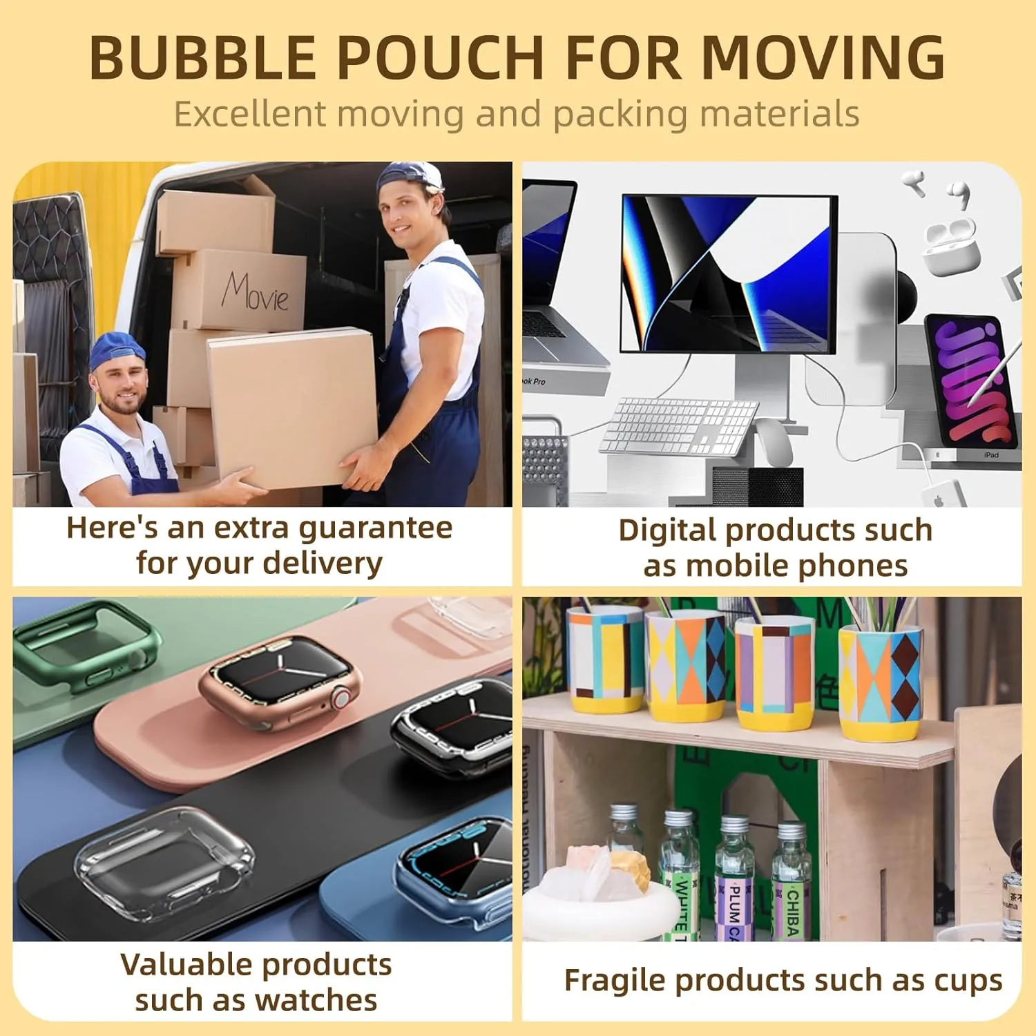 100pcs Bubble Pouches Wrap, 6'' x10'' Clear Bubble Pouch Bags for Fragile, Double Walled Moving Supplies Bubble Out Bags for Storage Wrapping, Dishes China Plates, Shipping and Packing
