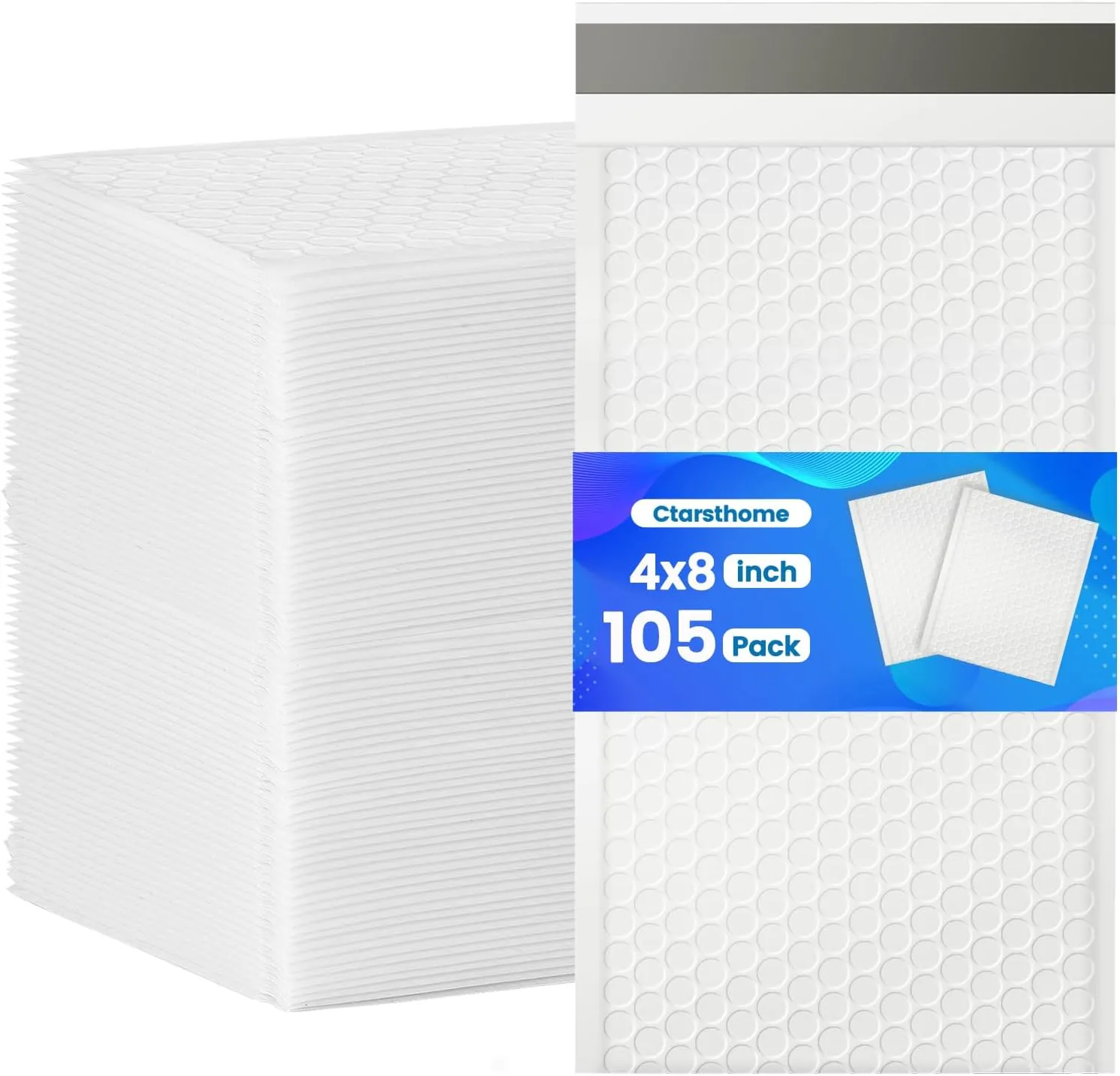 105 Pack Bubble Mailers 4x8inch Padded Envelopes Thin Mailing Envelopes Waterproof Bubble Opaque Padded Mailers Self Seal Adhesive Shipping Bags for Mailing Jewelry Makeup Small Business