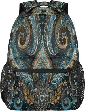 16 In Backpack for Women Men Ethnic Texture Solemn Large Travel Daypack Lightweight Casual Bags Back Pack with Pockets Waterproof Rucksack Carry On Bag for Work Business Gym Hiking Sports Travel Gifts