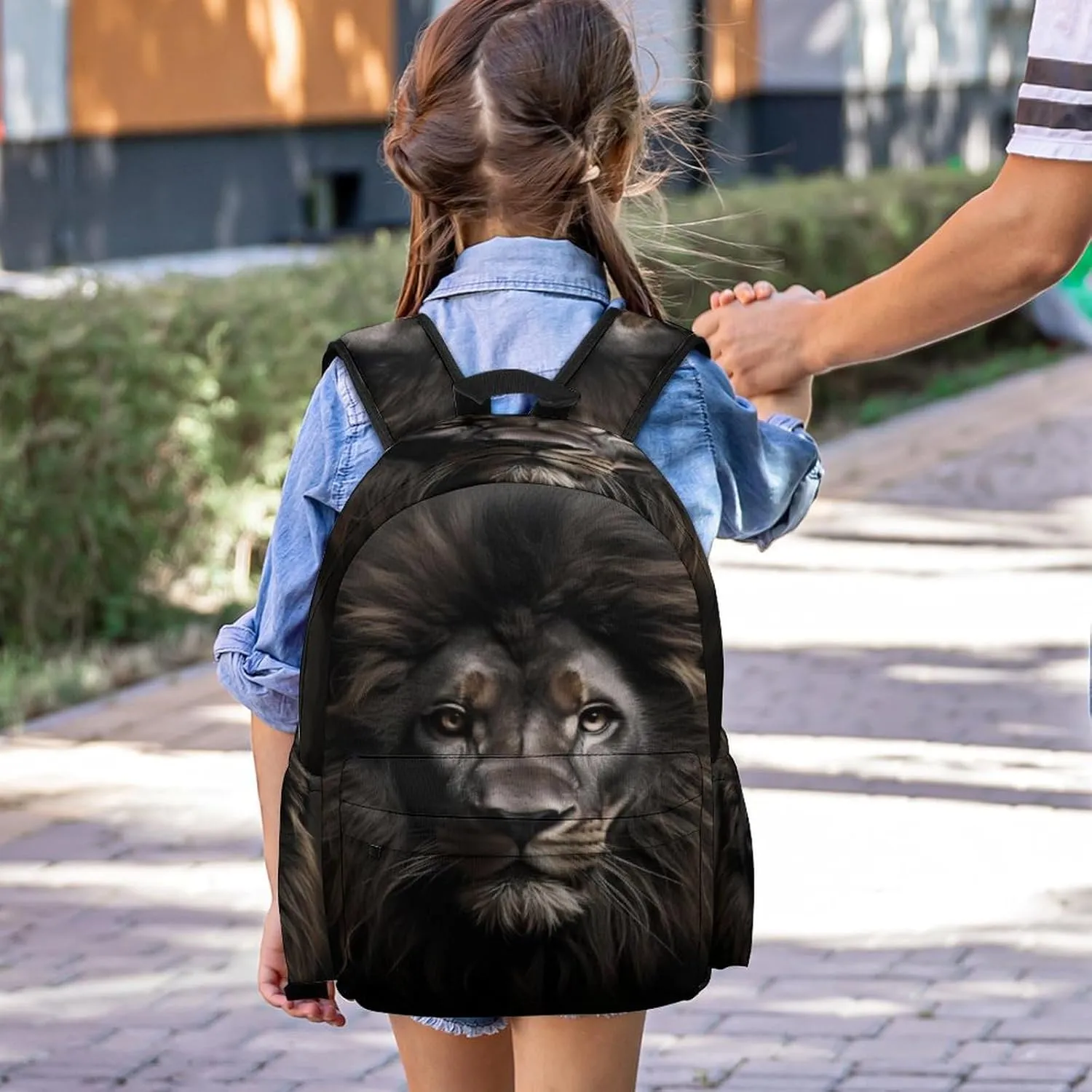 16 Inch Backpack Black Lion Animal King Laptop Backpack School Bookbag Shoulder Bag Casual Daypack
