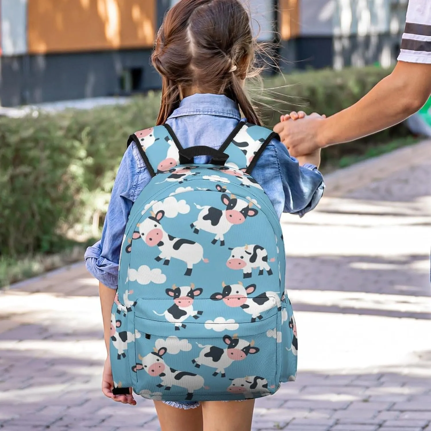 16 Inch Backpack Clouds Cute Cow Laptop Backpack School Bookbag Shoulder Bag Casual Daypack
