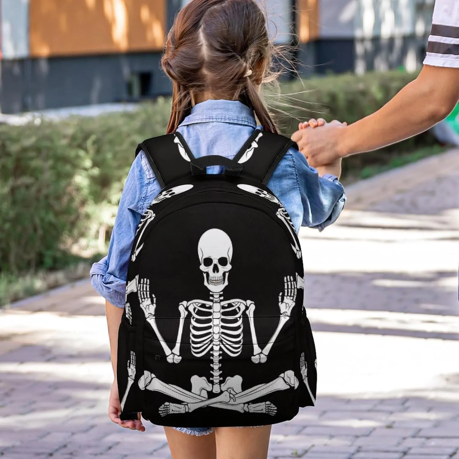 16 Inch Backpack Skeleton Skull Yoga Pose Laptop Backpack School Bookbag Shoulder Bag Casual Daypack