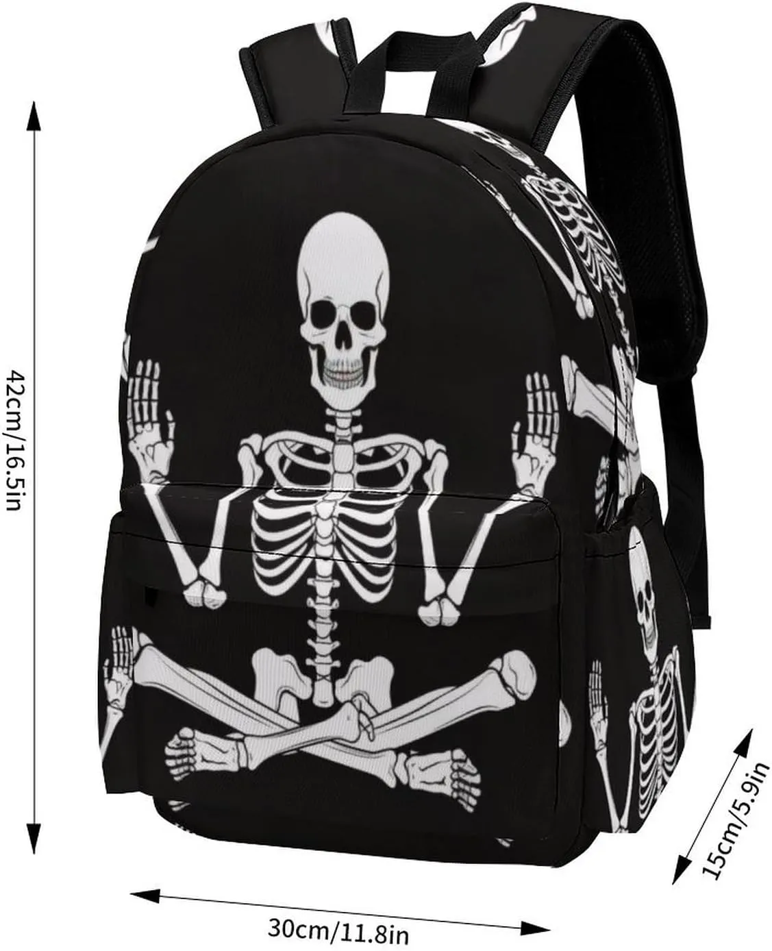 16 Inch Backpack Skeleton Skull Yoga Pose Laptop Backpack School Bookbag Shoulder Bag Casual Daypack
