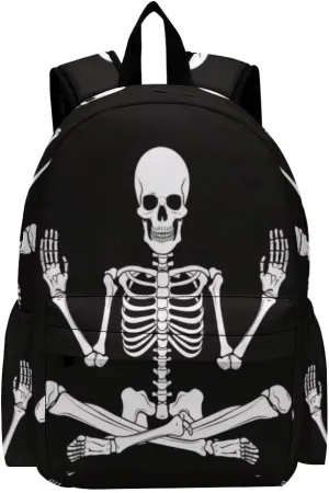 16 Inch Backpack Skeleton Skull Yoga Pose Laptop Backpack School Bookbag Shoulder Bag Casual Daypack