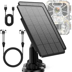 1Pack Trail Cameras Solar Panel 12V/1A 6V/2A with Build-in 4000mAh Rechargeable Lithium Battery IP66 Waterproof Hunting Accessory Compatible with Hunting Game Cameras or Deer Feeder