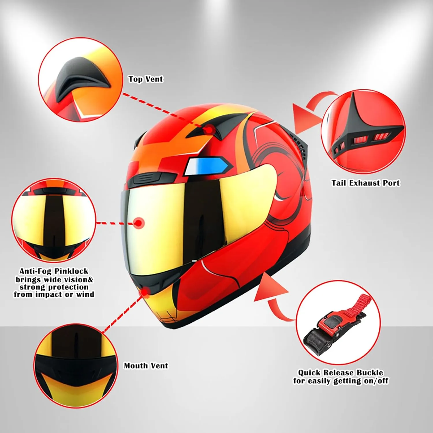 1STORM Motorcycle Bike Full FACE Helmet Booster Skull