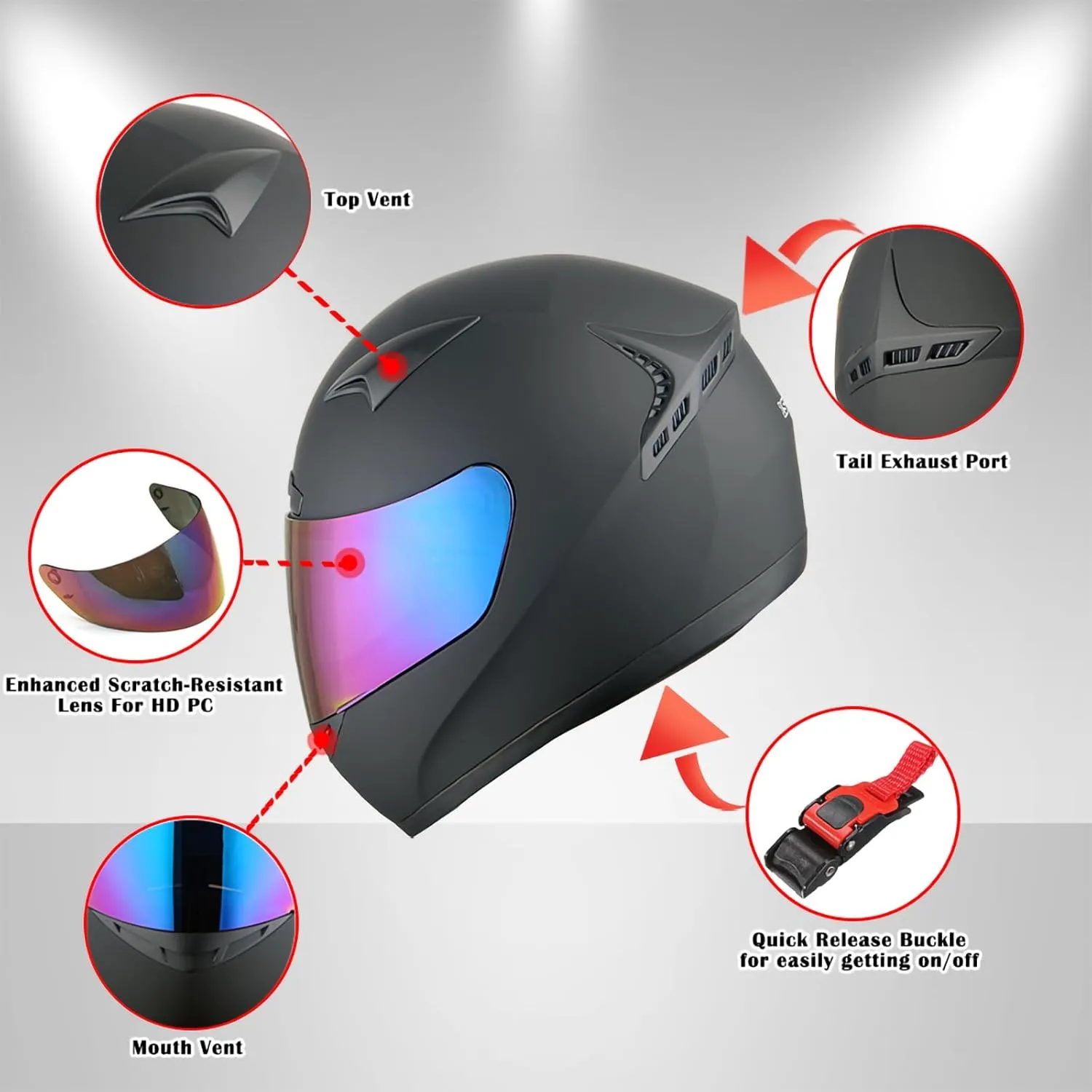 1STORM Motorcycle Bike Full FACE Helmet Booster Skull