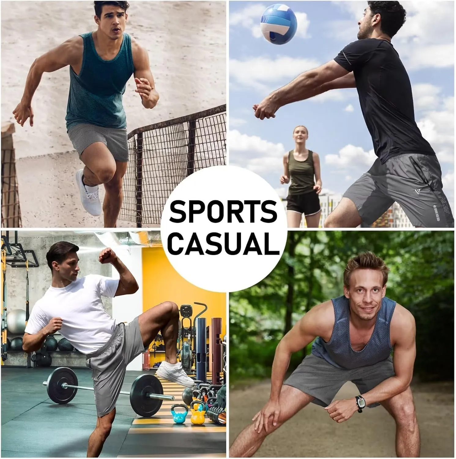 2 Pack Mens Athletic Shorts Quick Dry 7 Inch Running Shorts Breathable Mesh Gym Workout Shorts with Zipper Pockets