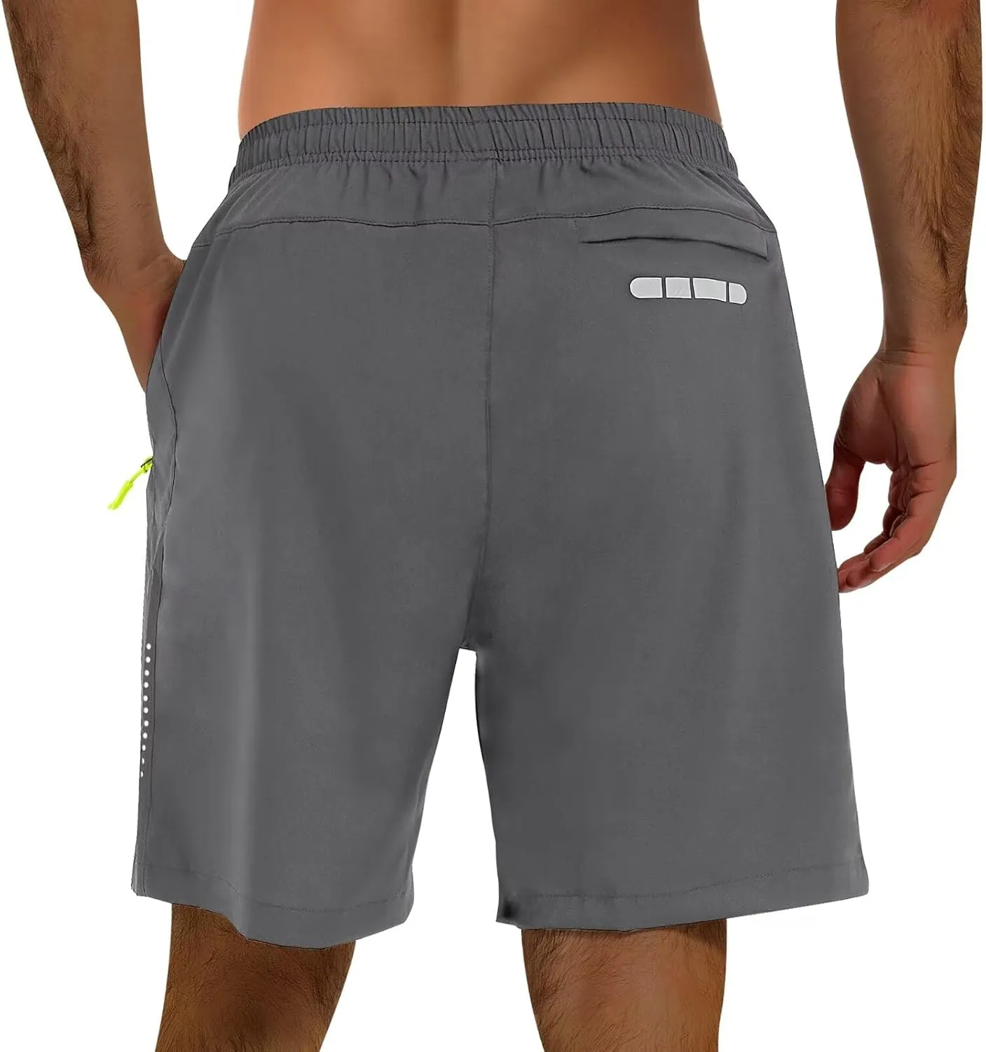 2 Pack Mens Athletic Shorts Quick Dry 7 Inch Running Shorts Breathable Mesh Gym Workout Shorts with Zipper Pockets