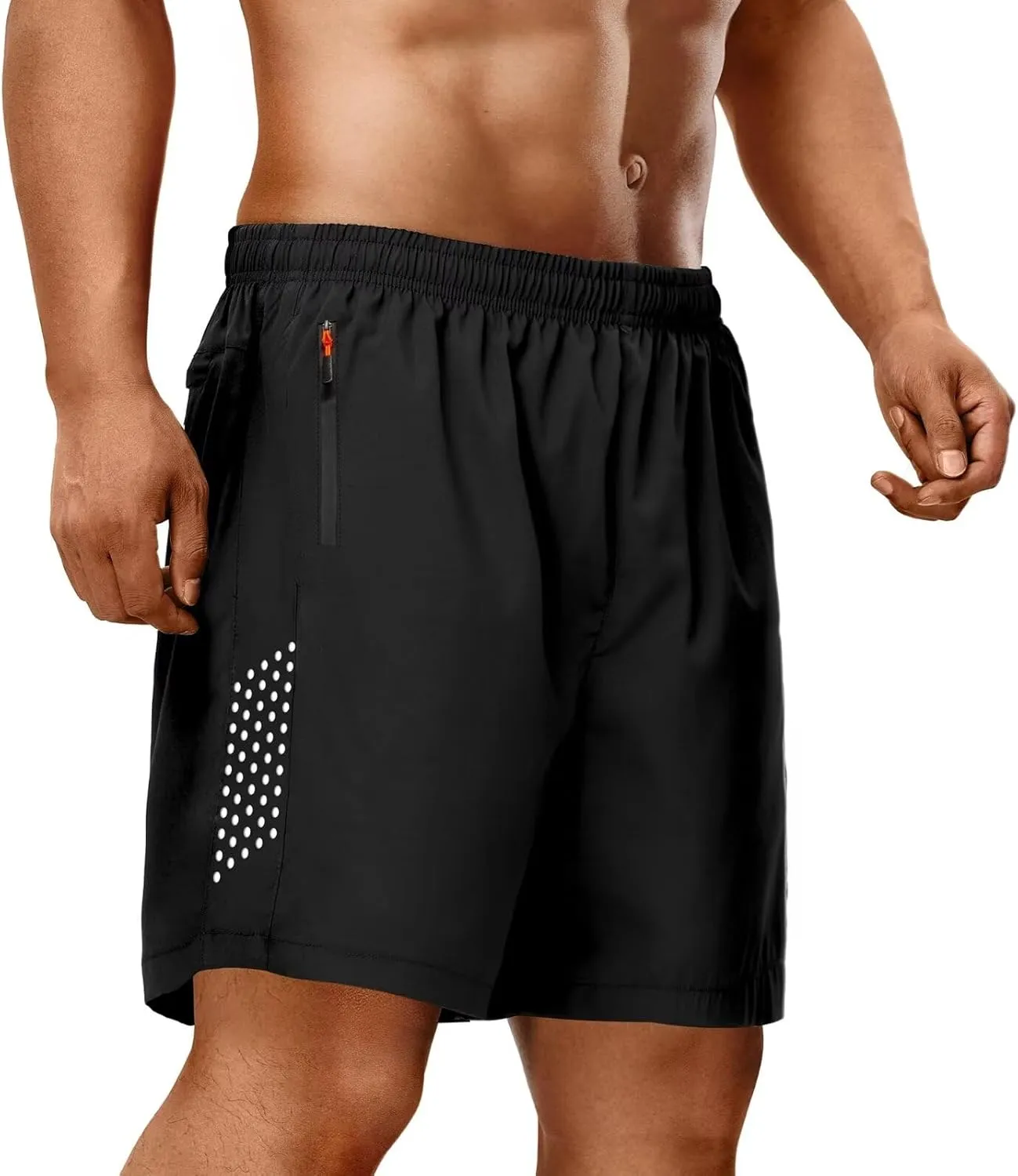 2 Pack Mens Athletic Shorts Quick Dry 7 Inch Running Shorts Breathable Mesh Gym Workout Shorts with Zipper Pockets