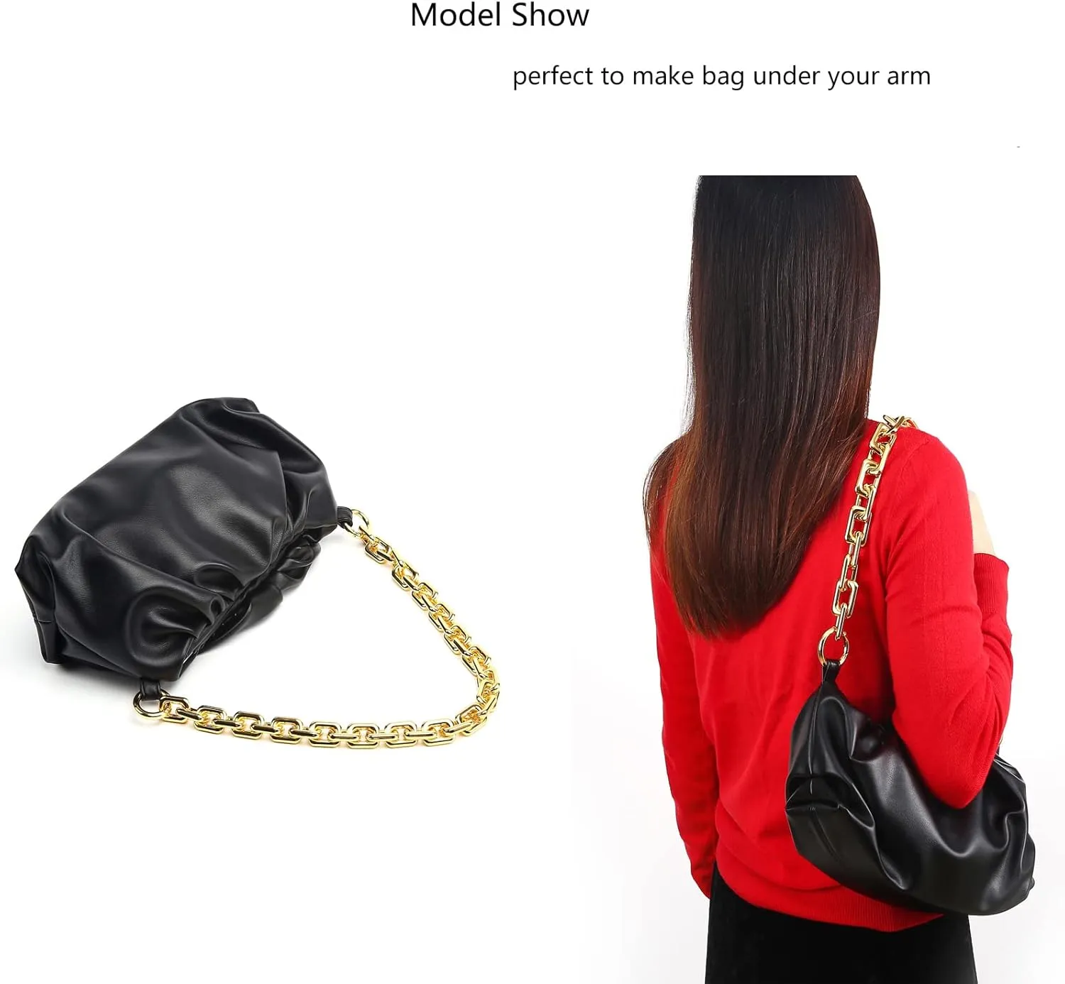 22.5 Inch Gorgeous Heavy Metal Bag Chain Purse Handle Shoulder Straps Replacement (Light Gold, Large)