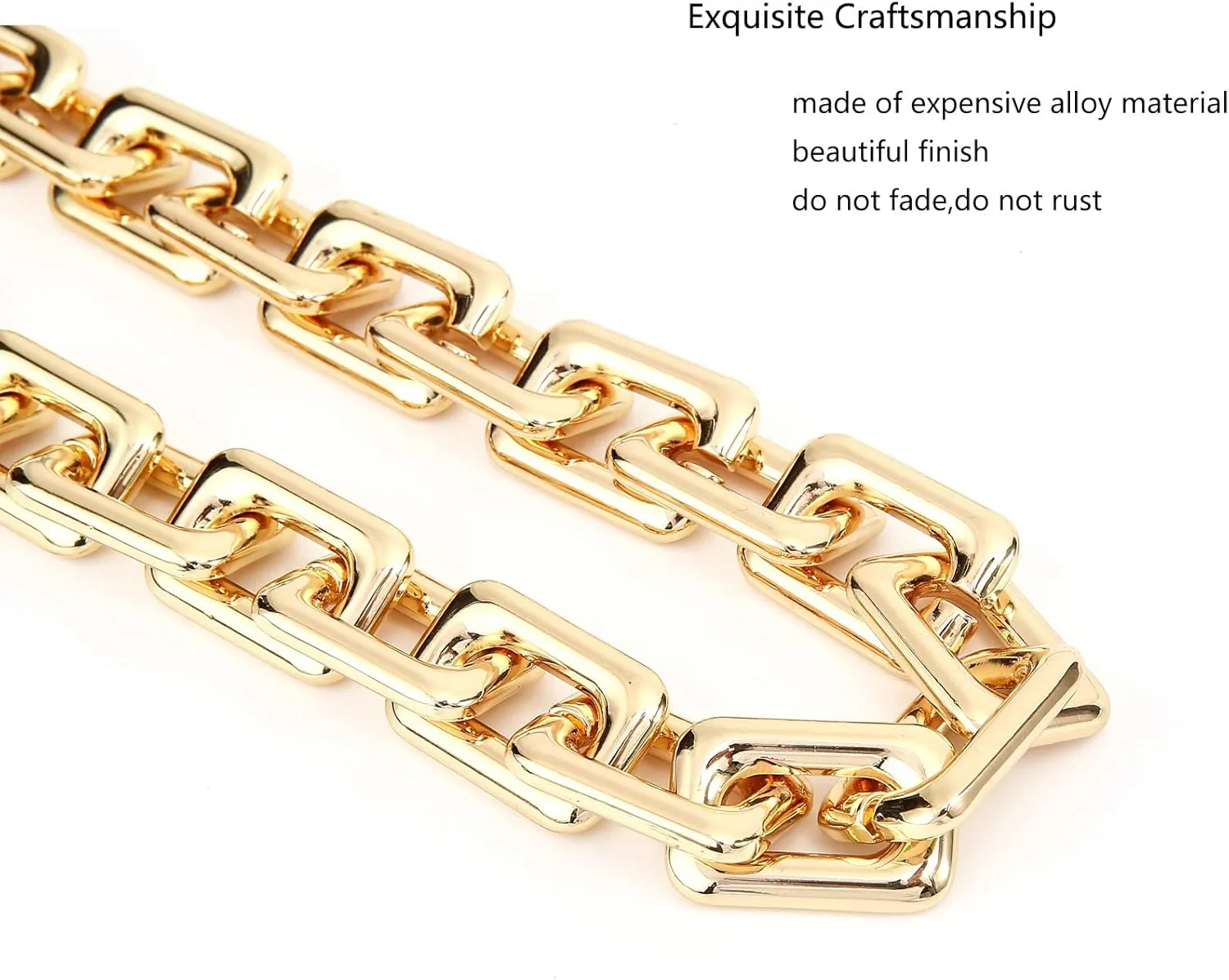 22.5 Inch Gorgeous Heavy Metal Bag Chain Purse Handle Shoulder Straps Replacement (Light Gold, Large)