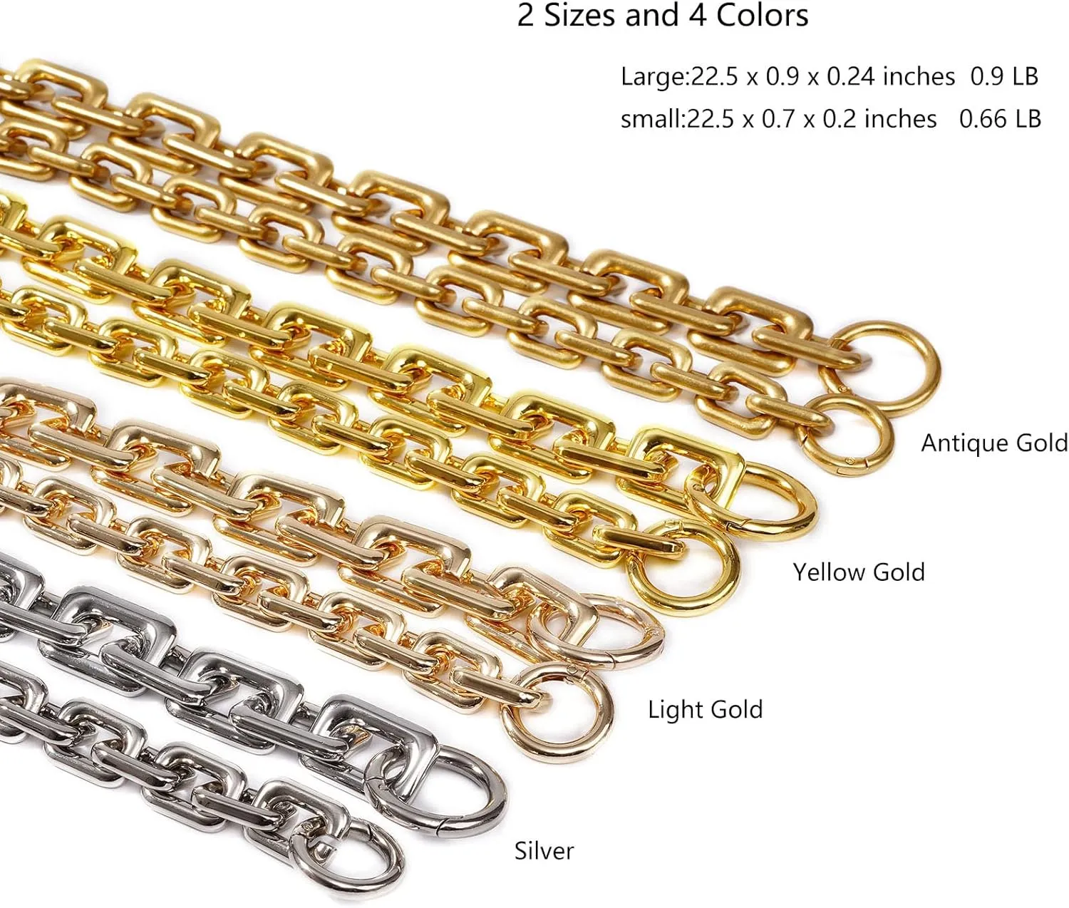22.5 Inch Gorgeous Heavy Metal Bag Chain Purse Handle Shoulder Straps Replacement (Light Gold, Large)