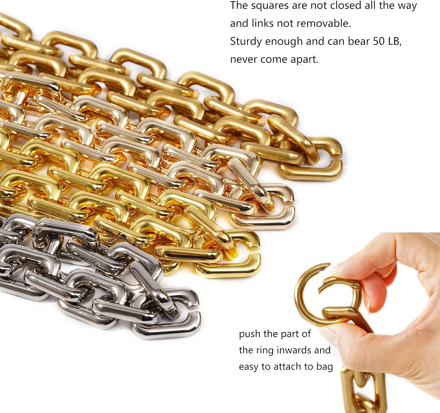 22.5 Inch Gorgeous Heavy Metal Bag Chain Purse Handle Shoulder Straps Replacement (Light Gold, Large)