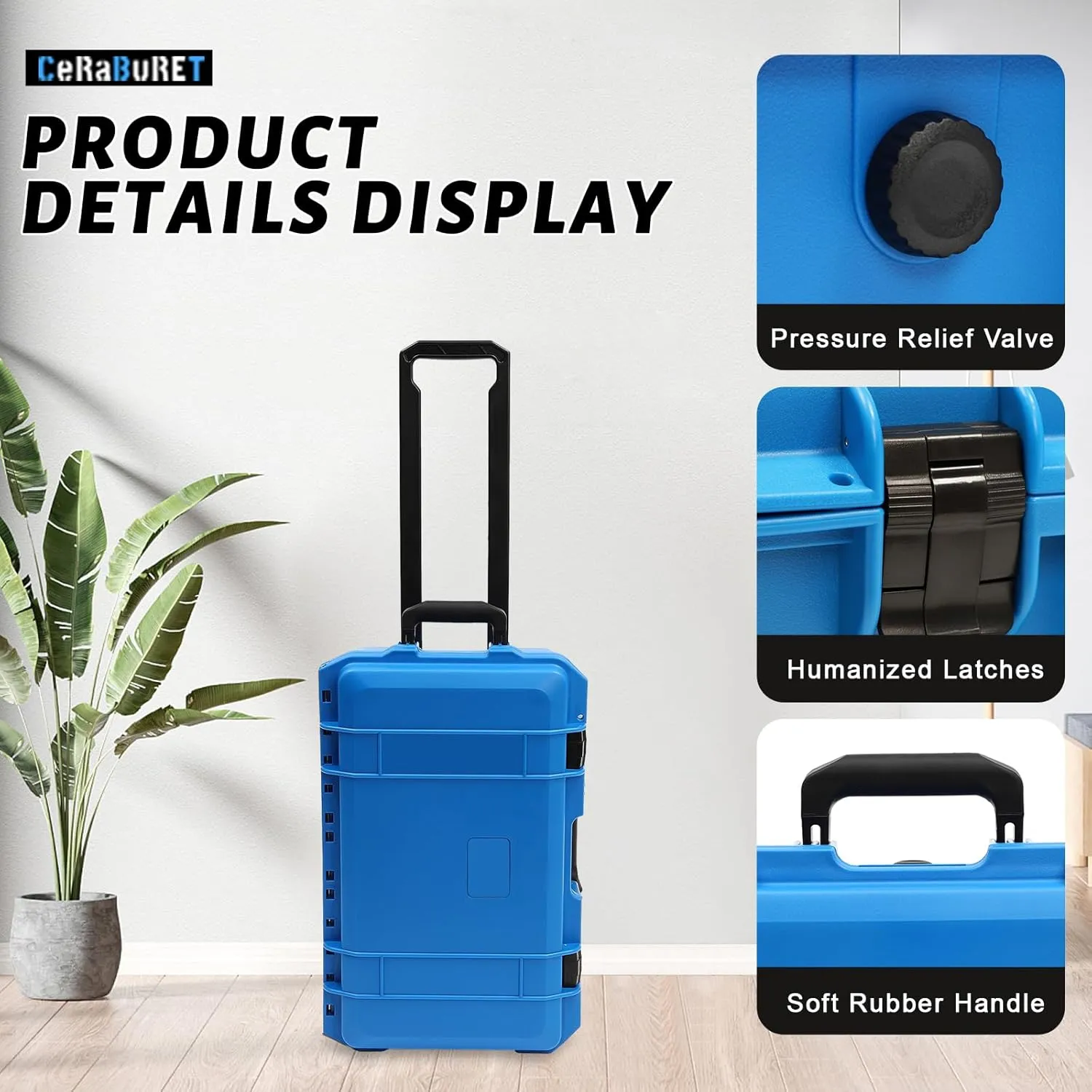 22" Protective Roller Camera Hard Case, Camera Protective Tools, Easy To Carry, Water And Shock Resistant With Foam, Protective Case For For Storing Camera Equipment And Other Valuables (Blue)