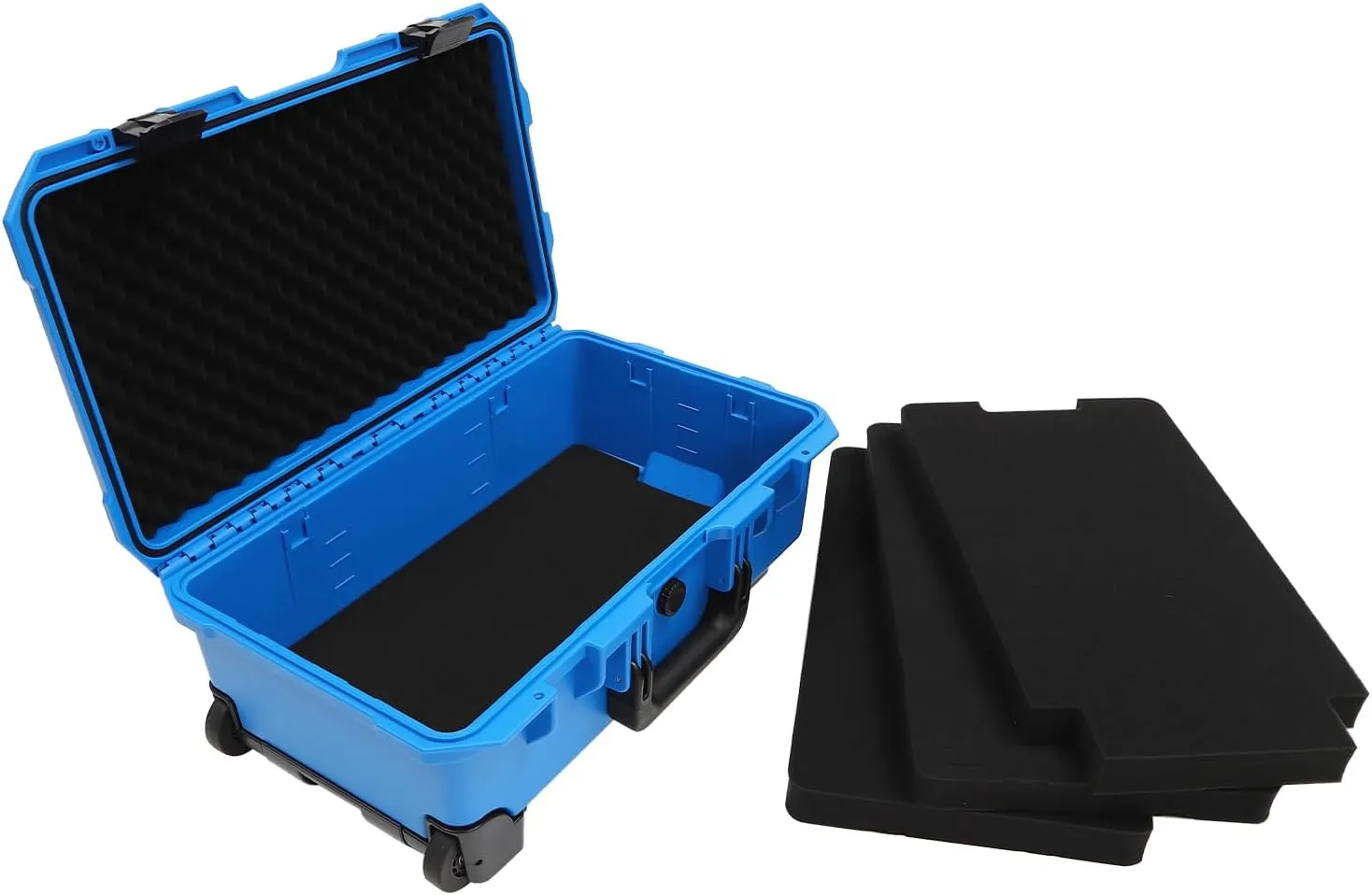22" Waterproof Hard Case With Wheels Rolling Protective Case Hard Camera Case With Foam Shockproof Hard Travel Case For Cameras Lenses Electronic Equipment (Blue)