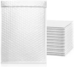 25 Pack TONESPAC #5 10.5x16 Poly Bubble Mailers Padded Envelopes Retailer Shipping Bags with Waterproof Self Seal Strip White Book Mailers