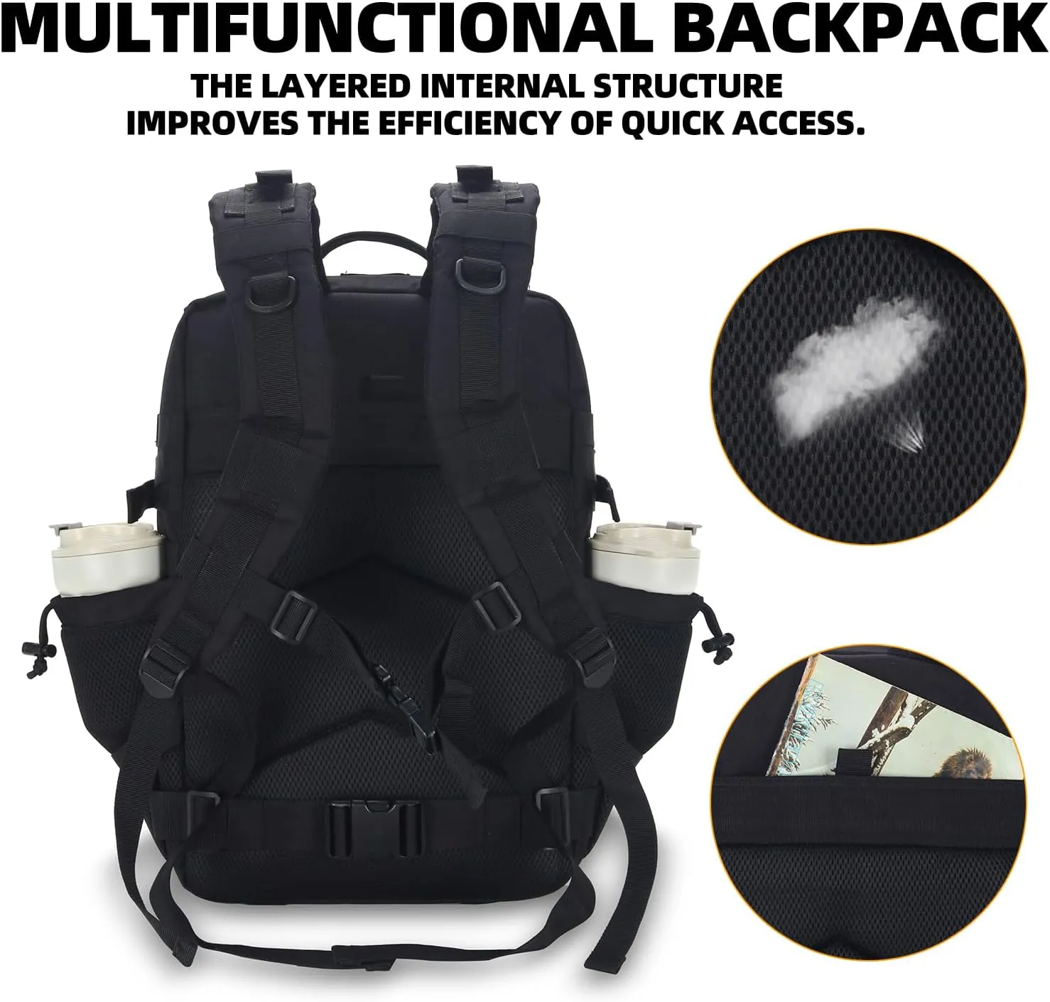 25L Tactical Military Backpack Small Travel Rucksack for Men and Women Assault Pack Bug Out Bag Molle Daypack Gym Backpack with Bottle Holder (Black Neon Green)