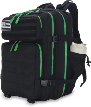 25L Tactical Military Backpack Small Travel Rucksack for Men and Women Assault Pack Bug Out Bag Molle Daypack Gym Backpack with Bottle Holder (Black Neon Green)