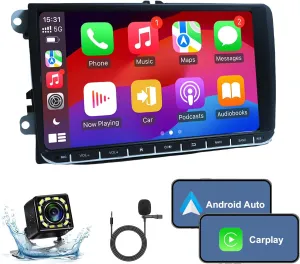 2G 32G Android13 9 Inch IPS Touchscreen Car Stereo for VW Passat Jetta Tiguan Golf MK5 MK6 T5 EOS Polo Radio with Wireless Apple CarPlay Android Auto BT GPS WiFi SWC FM Backup Camera MIC