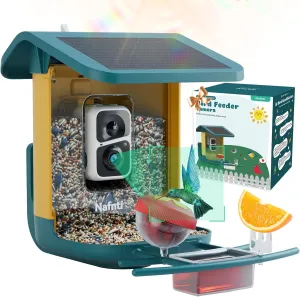 2K Smart Bird Feeder with Camera for Outdoor, Solar Powered, AI Identify 10,000  Birds, 1.8L, IP65 Waterproof, Squirrel Proof, Live View Alerts, Various DIY Addons, Ideal Gift for Bird Watching
