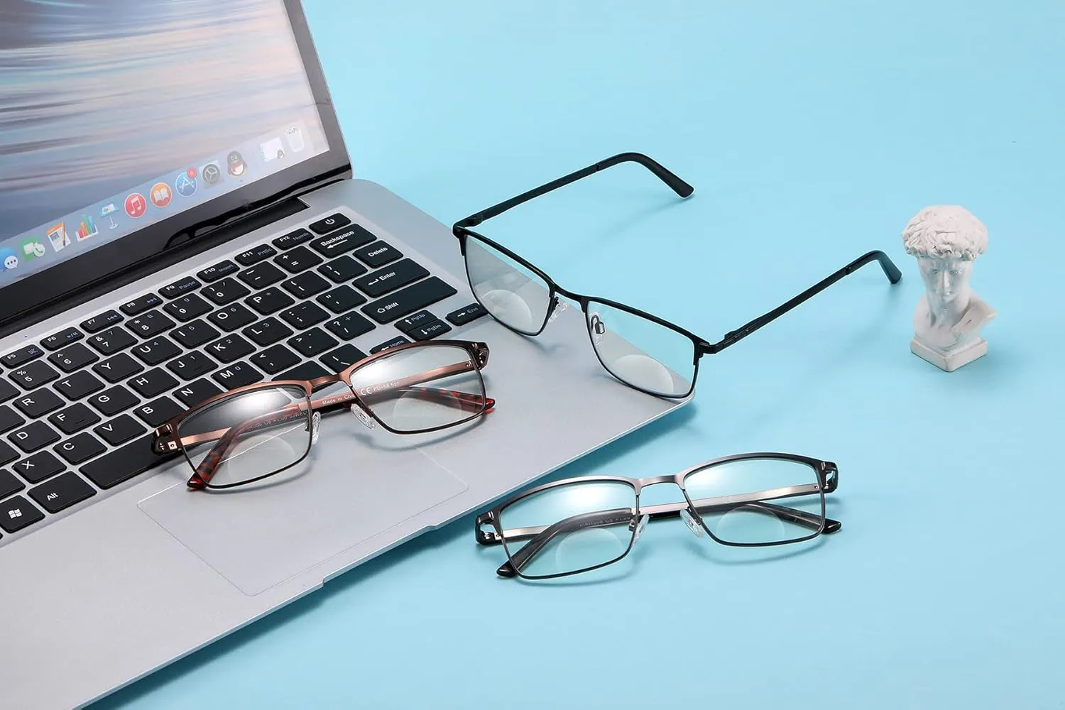 3 Pack Bifocal Reading Glasses for Men, Blue Light Blocking Computer Readers,Anti UV Ray/Eye Strain/Glare, Wide Metal Frame Eyeglasses with Pouches(275 Magnification Strength)