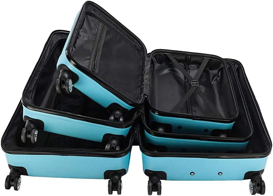 3 Piece Luggage Sets Trolley Suitcase with TSA Lock,20 Inch 24 Inch 28 Inch Traveling Storage Luggage Sets with Spinner Wheels,Blue