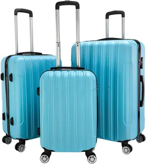 3 Piece Luggage Sets Trolley Suitcase with TSA Lock,20 Inch 24 Inch 28 Inch Traveling Storage Luggage Sets with Spinner Wheels,Blue
