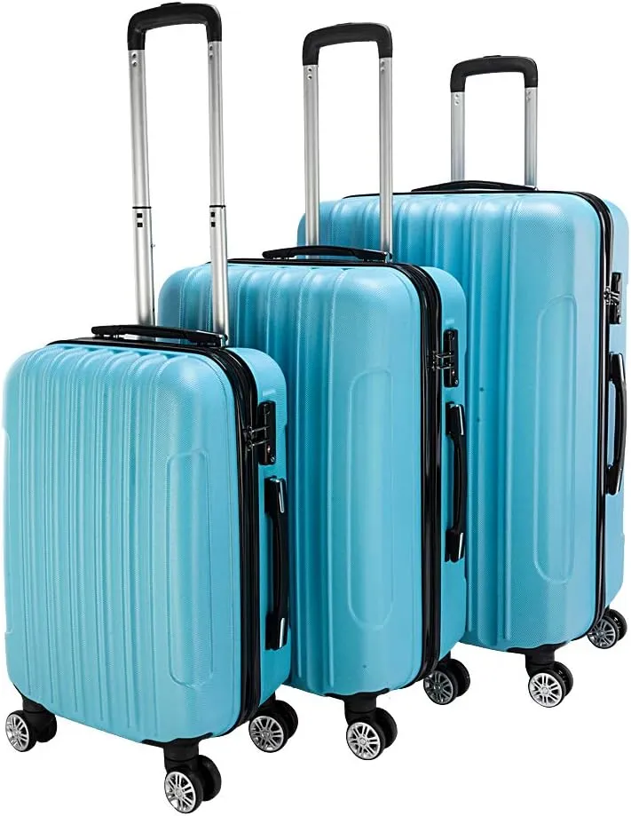 3 Piece Luggage Sets Trolley Suitcase with TSA Lock,20 Inch 24 Inch 28 Inch Traveling Storage Luggage Sets with Spinner Wheels,Blue
