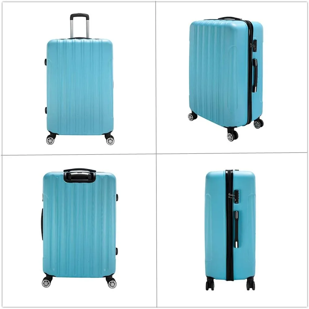 3 Piece Luggage Sets Trolley Suitcase with TSA Lock,20 Inch 24 Inch 28 Inch Traveling Storage Luggage Sets with Spinner Wheels,Blue
