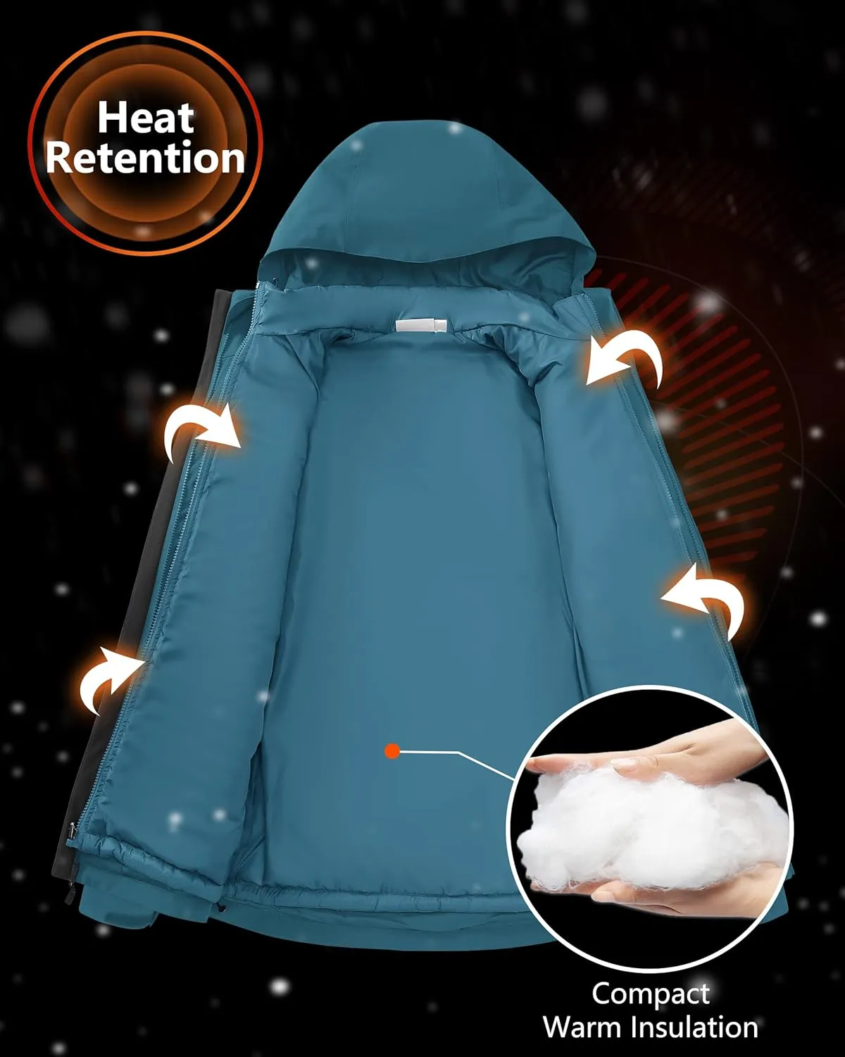 33,000ft Men's Waterproof 3-in-1 Ski Jacket, Warm Mountain Windbreaker Snow Rain Jackets Winter Coat with Puffer Jacket