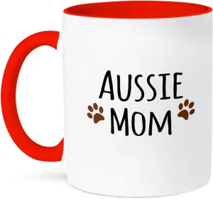 3dRose Aussie Dog Mom Mug, 11 oz, Red