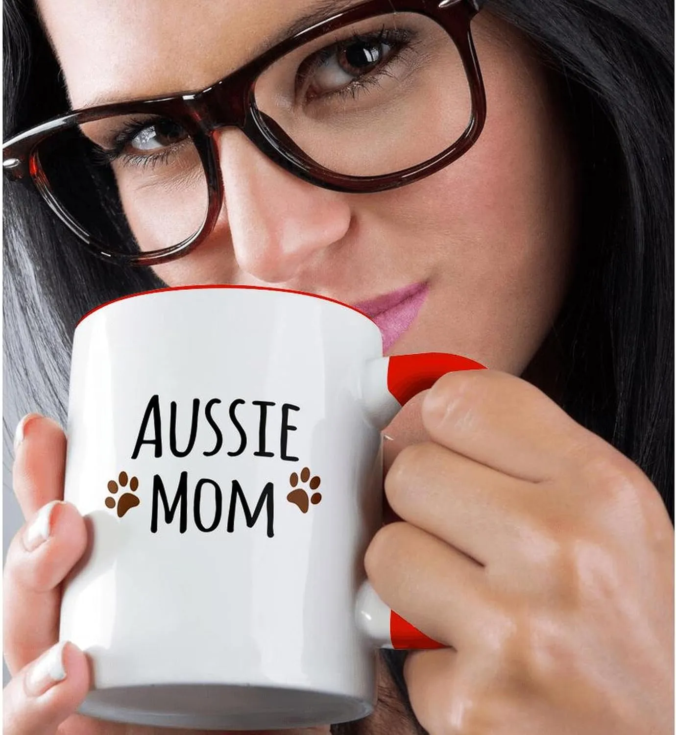 3dRose Aussie Dog Mom Mug, 11 oz, Red