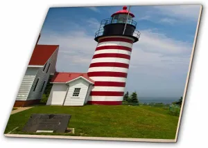 3dRose ct_90625_4 West Quoddy Head Lighthouse State Park, Maine - US20 CHA0034 - Chuck Haney - Ceramic Tile, 12-Inch