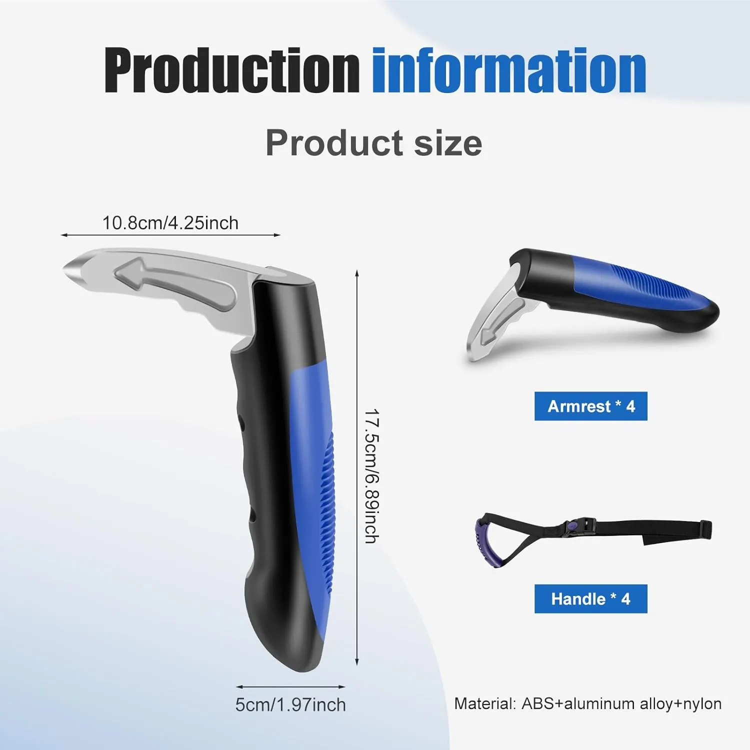 4 Pack Car Door Handle for Elderly, 3 in 1 Car Handle Assist, Multifunction Auto Cane Car Door Latch Handle for Seniors and Handicapped, Blue