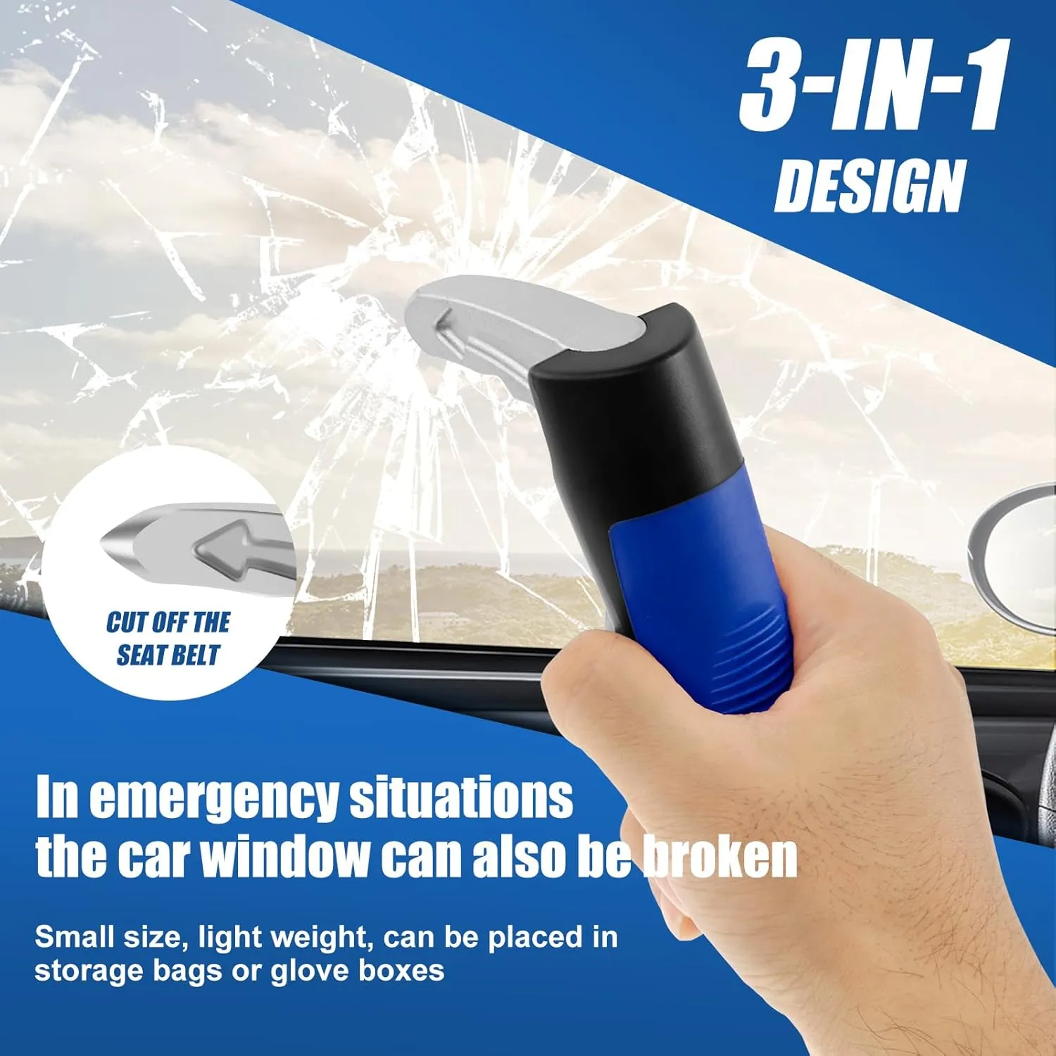 4 Pack Car Door Handle for Elderly, 3 in 1 Car Handle Assist, Multifunction Auto Cane Car Door Latch Handle for Seniors and Handicapped, Blue