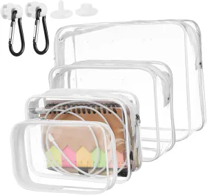 4 Pcs Clear Organizer Bags Transparent Tote Insert Pouches for Travel Outdoor Sports Beach Outings Weather Resistant Versatile for Easy Item Access