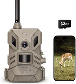 4G Cellular Trail Camera,36MP Hunting Camera with No Glow 940nm IR Led Night Vision,HD Video IP66 Waterproof Game Cam,90FT Flash Range Wildlife Monitor