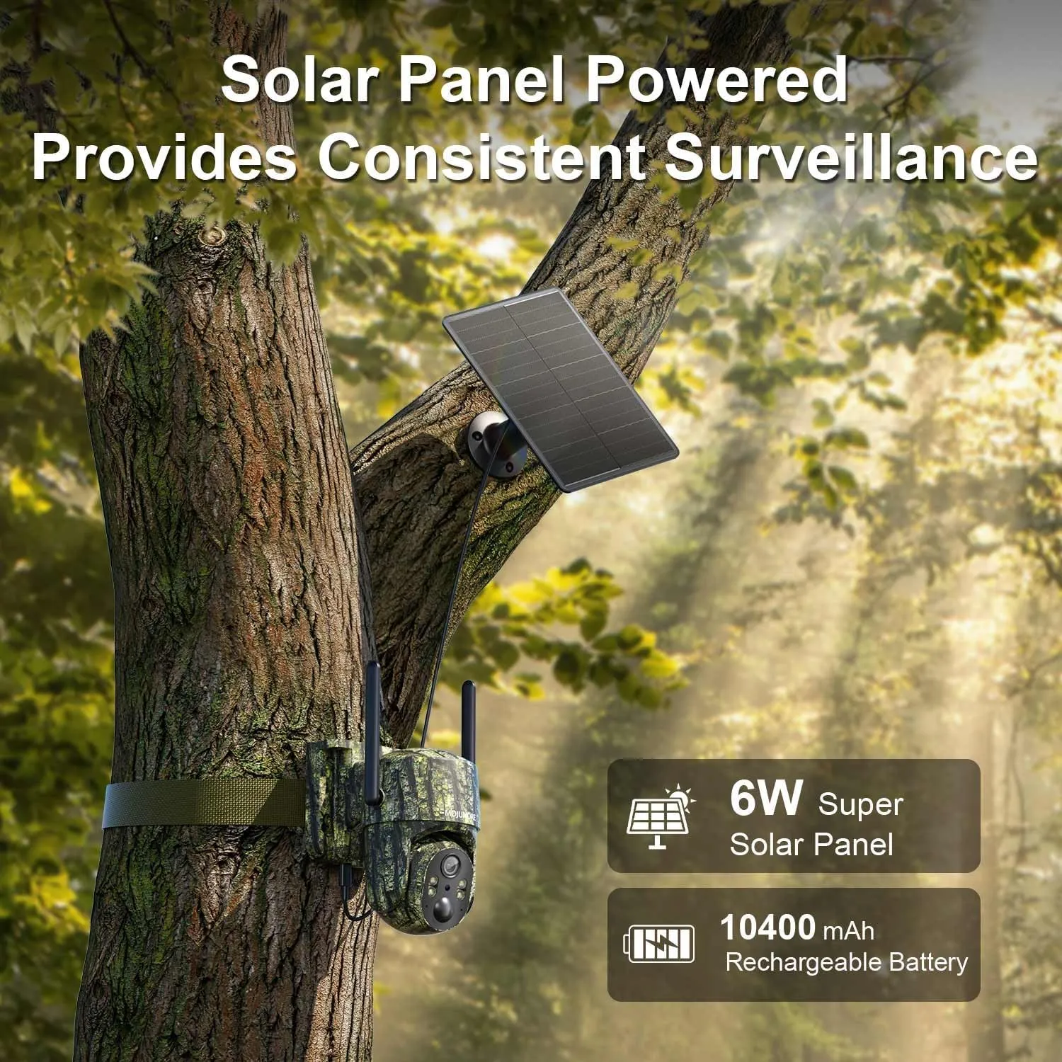 4G Cellular Trail Cameras, Game Camera with 360° Full View, Hunting & Trail Cameras with Night Vision Motion Activated Waterproof, Solar Camera Outdoor Wireless Built-in SIM Card