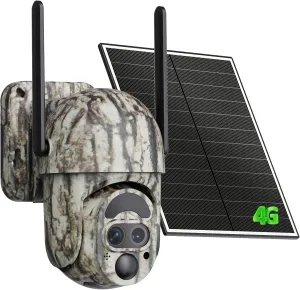 4G LTE Cellular Trail Camera,12X Hybrid Zoom Game Camera with 2K View Live Video,360°Full Cover Security Camera with Motion Activated,Built-in SIM Card,Solar Powered,IP65 Waterproof
