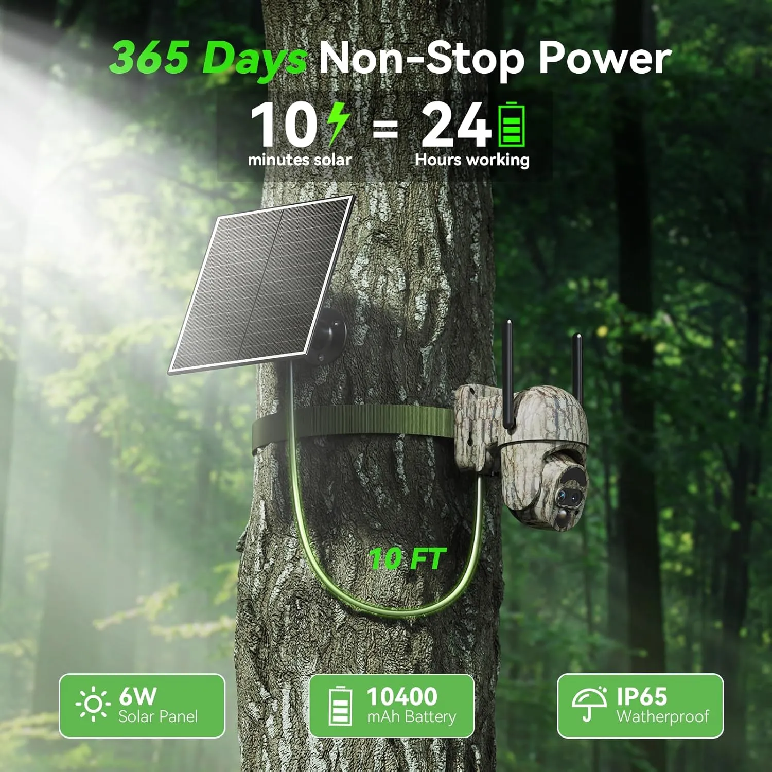 4G LTE Cellular Trail Camera,12X Hybrid Zoom Game Camera with 2K View Live Video,360°Full Cover Security Camera with Motion Activated,Built-in SIM Card,Solar Powered,IP65 Waterproof