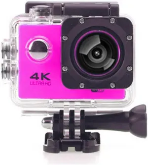 4K Action Camera with WiFi, HD Waterproof Sports Camera, Underwater Diving Camcorder with Remote Control, Wide Angle Lens, for Outdoor Adventure and Extreme Sports (Pink)