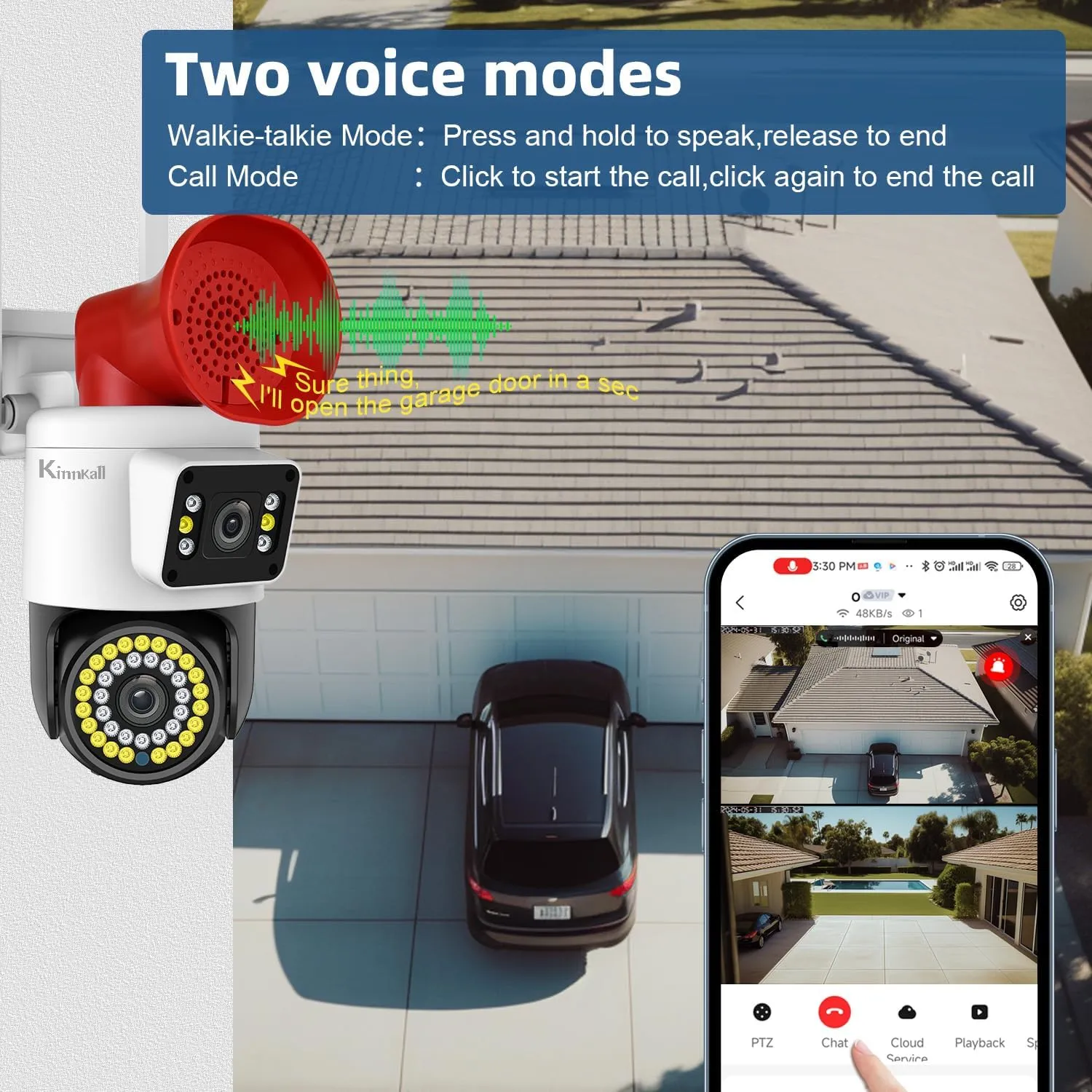 4MP Dual Lens Outdoor Security Camera with Night Vision & Floodlight, 355° Pan/Tilt Motion Tracking, 2.4GHz WiFi, SD/Cloud Storage, IP66 Waterproof, 2-Way Audio, Works with Mobile Apps & PC